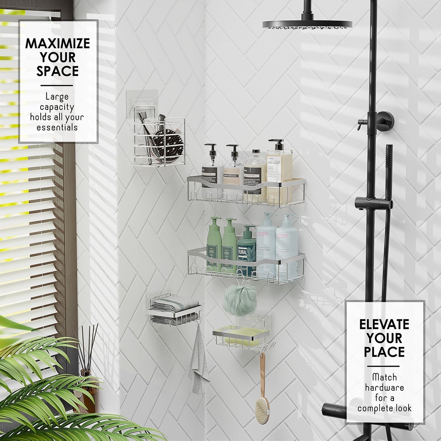 Clara Clark Shower Caddy adesivo portaoggetti per doccia