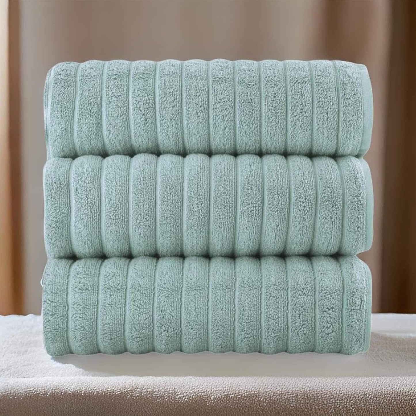 Set di 3 asciugamani turchi classici, teli da bagno in cotone e asciugamani a coste oversize, ultra morbidi e assorbenti, 40x65 cm