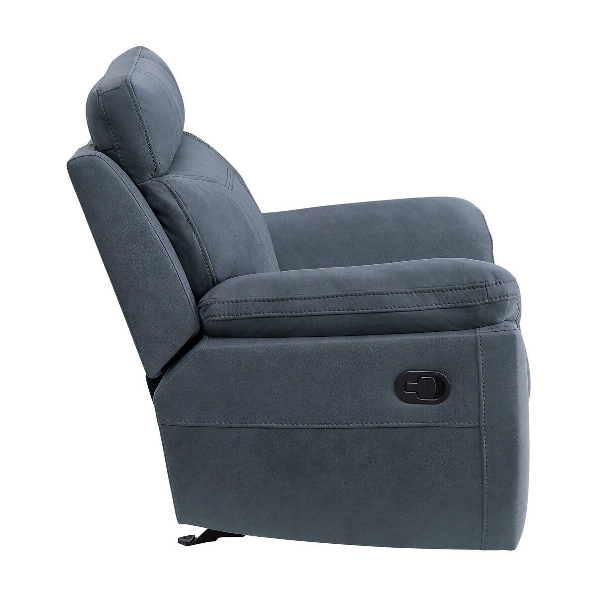 Poltrona reclinabile manuale Clif da 38 pollici, microfibra blu, legno