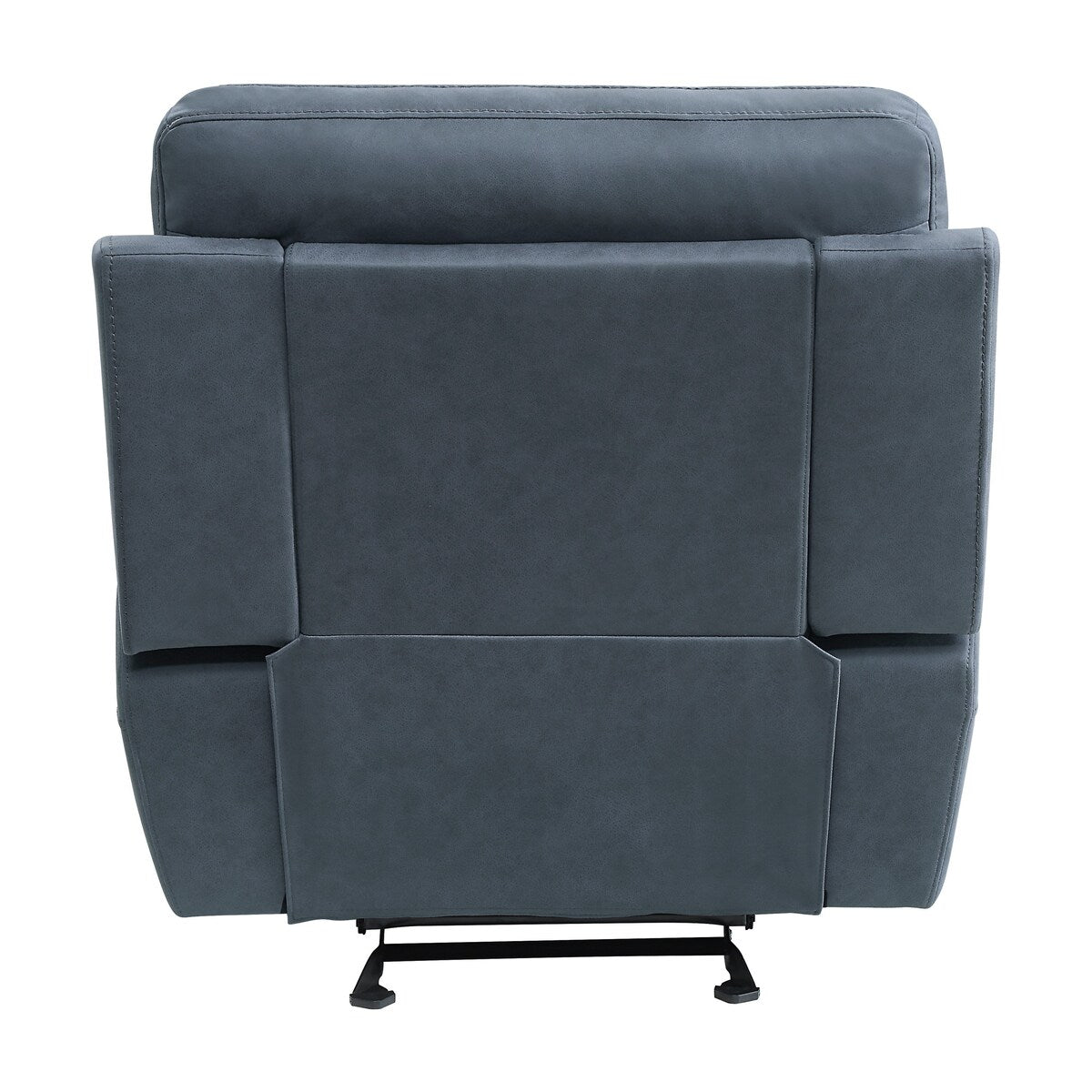Poltrona reclinabile manuale Clif da 38 pollici, microfibra blu, legno