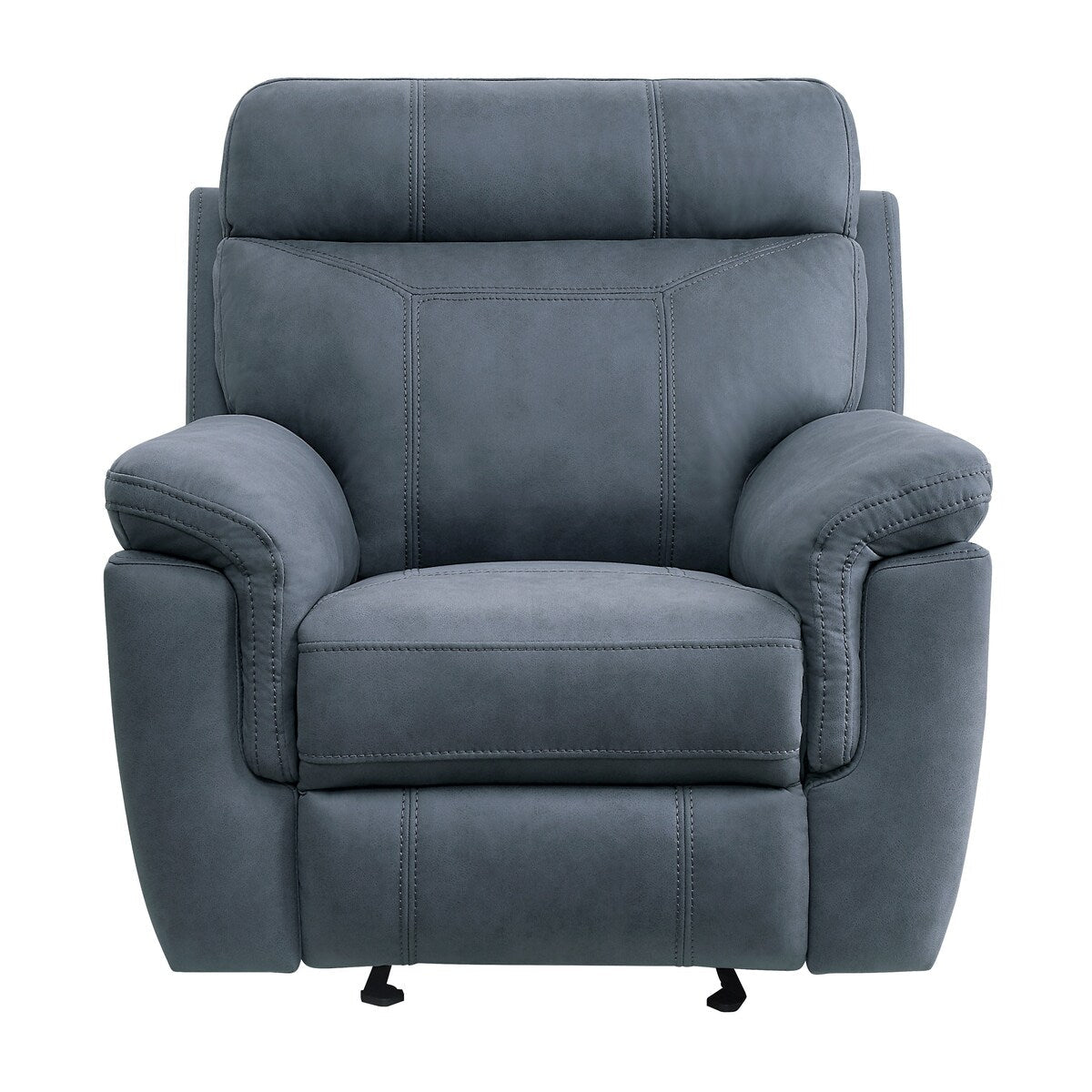Poltrona reclinabile manuale Clif da 38 pollici, microfibra blu, legno