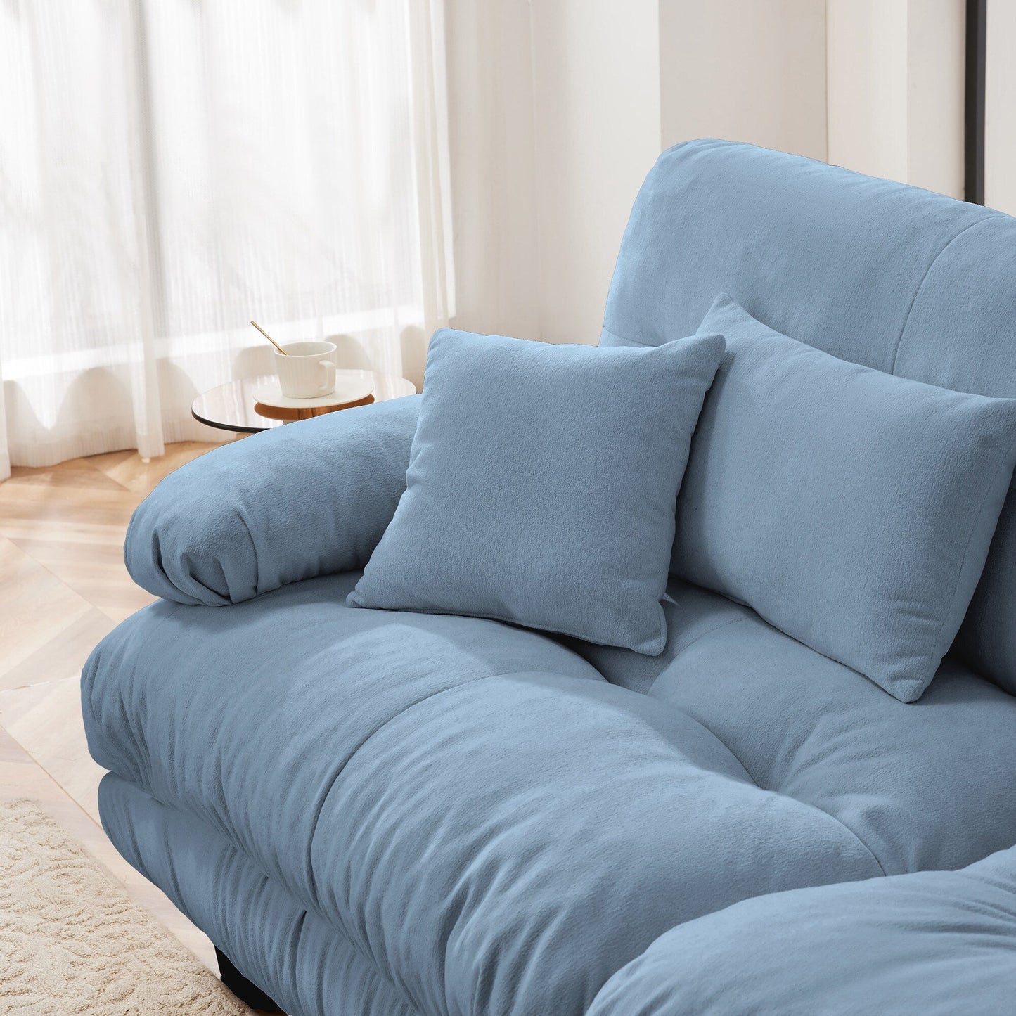 Divano a 2 posti Cloud Couch per soggiorno, divano a 2 posti in ciniglia con 2 cuscini lombari e 2 cuscini decorativi, blu ciniglia