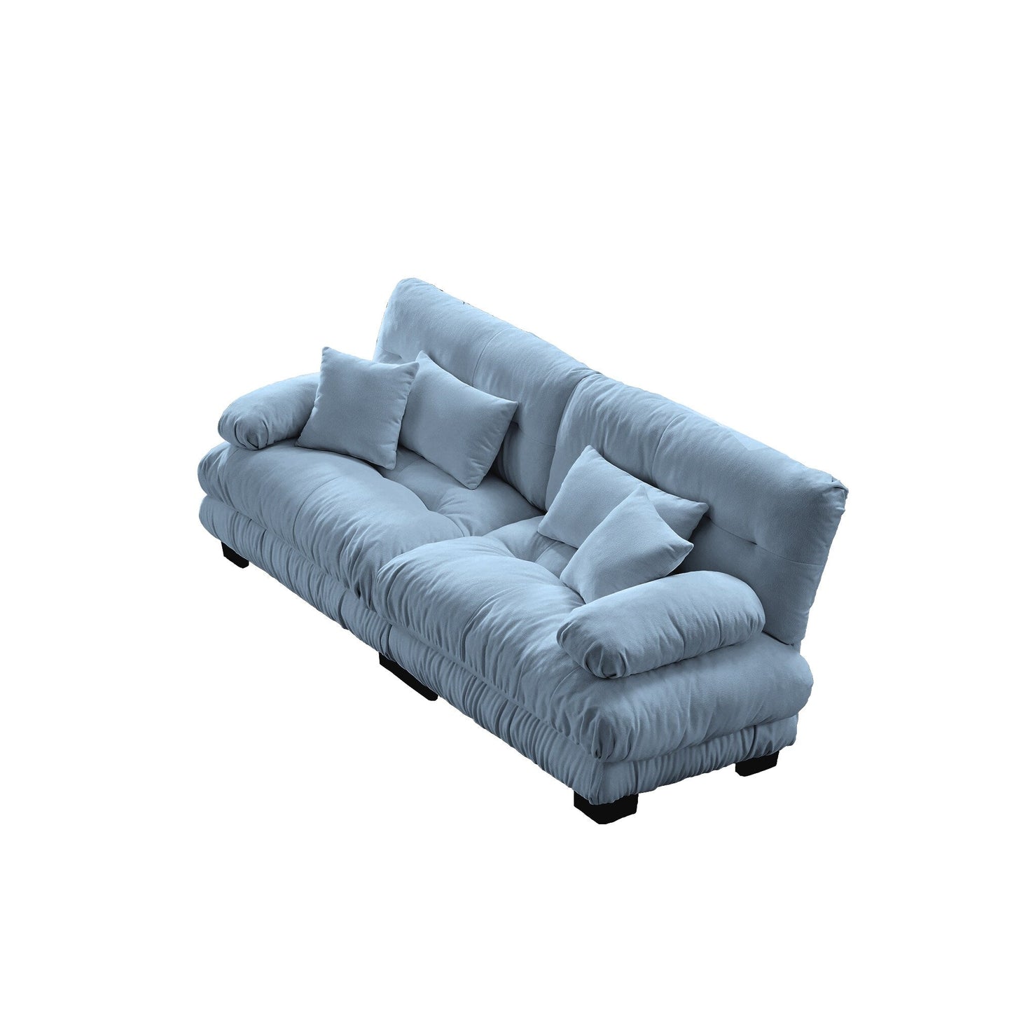 Divano a 2 posti Cloud Couch per soggiorno, divano a 2 posti in ciniglia con 2 cuscini lombari e 2 cuscini decorativi, blu ciniglia