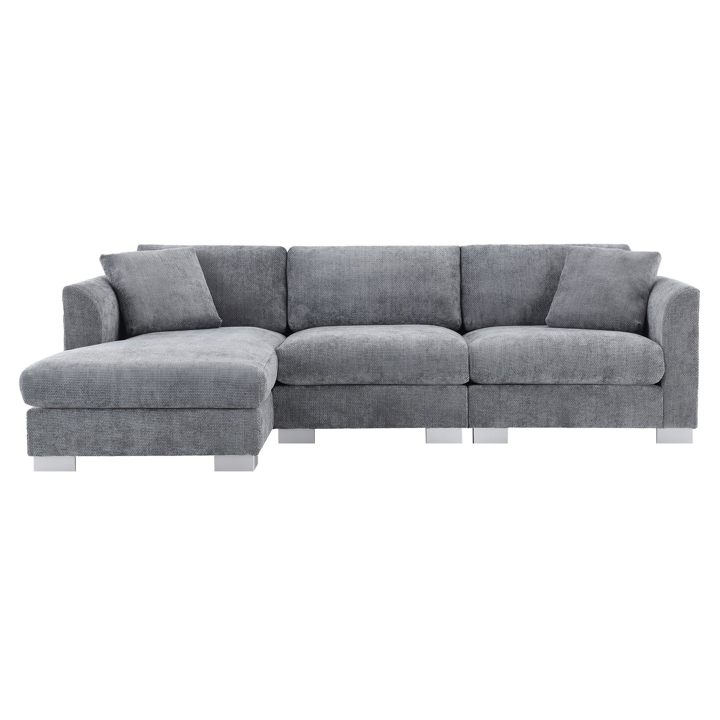 Divano componibile Cloud, set di divani di lusso a L con 2 cuscini gratuiti, mobili da interno in ciniglia a 4 posti con chaise longue oversize