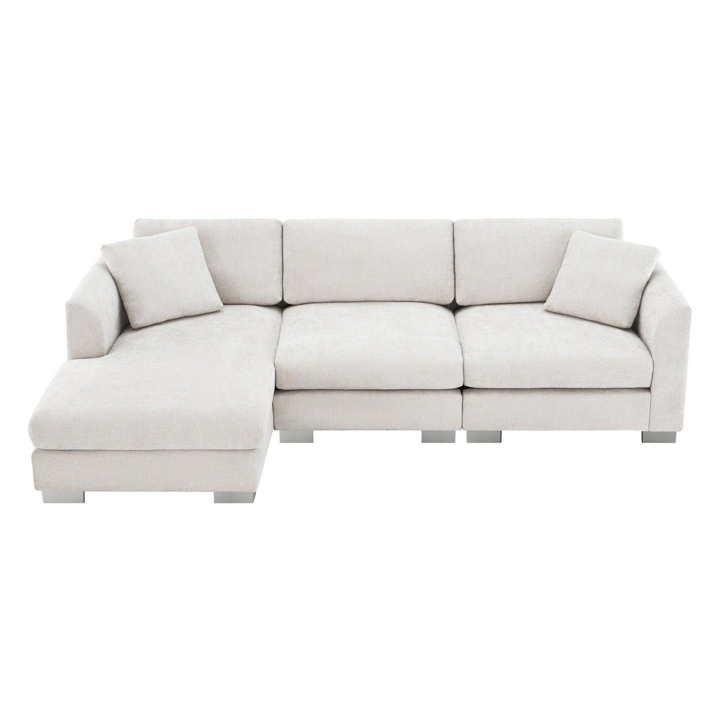 Divano componibile Cloud, set di divani di lusso a L con 2 cuscini gratuiti, mobili da interno in ciniglia a 4 posti con chaise longue oversize