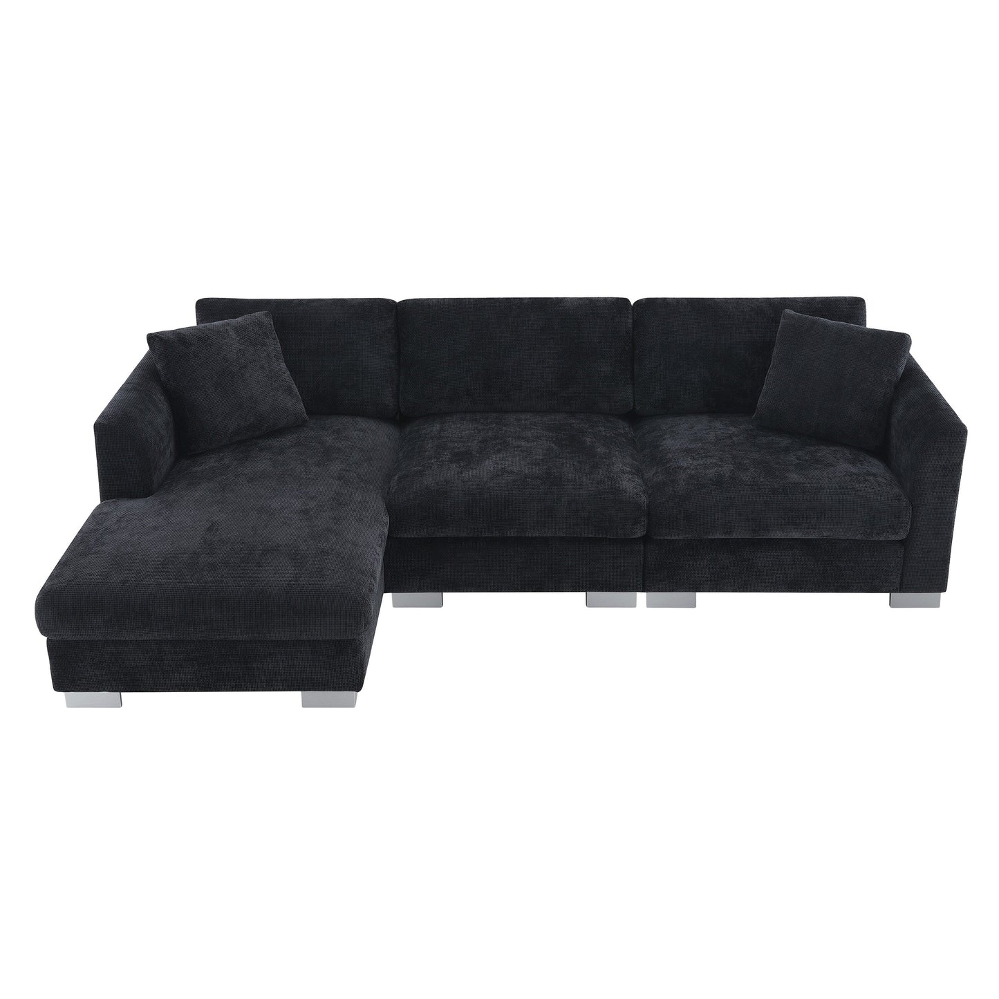 Divano componibile Cloud, set di divani di lusso a L con 2 cuscini gratuiti, mobili da interno in ciniglia a 4 posti con chaise longue oversize
