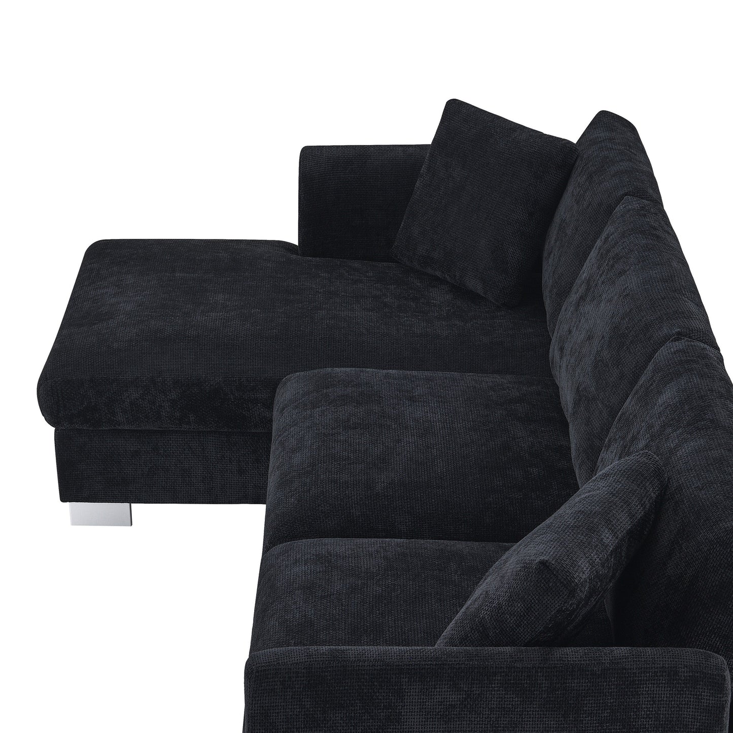 Divano componibile Cloud, set di divani di lusso a L con 2 cuscini gratuiti, mobili da interno in ciniglia a 4 posti con chaise longue oversize