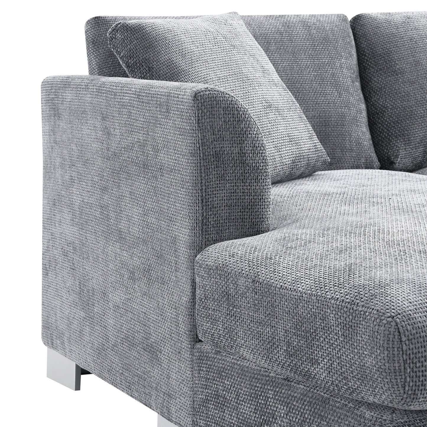 Divano componibile Cloud, set di divani di lusso a L con 2 cuscini gratuiti, mobili da interno in ciniglia a 4 posti con chaise longue oversize