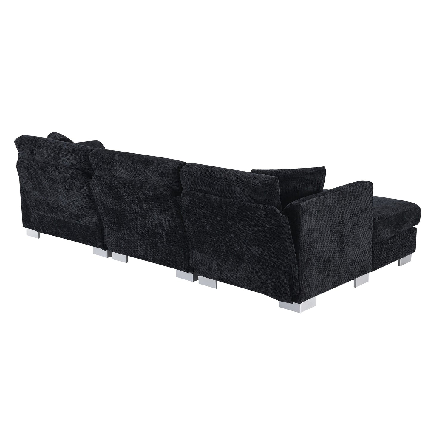 Divano componibile Cloud, set di divani di lusso a L con 2 cuscini gratuiti, mobili da interno in ciniglia a 4 posti con chaise longue oversize