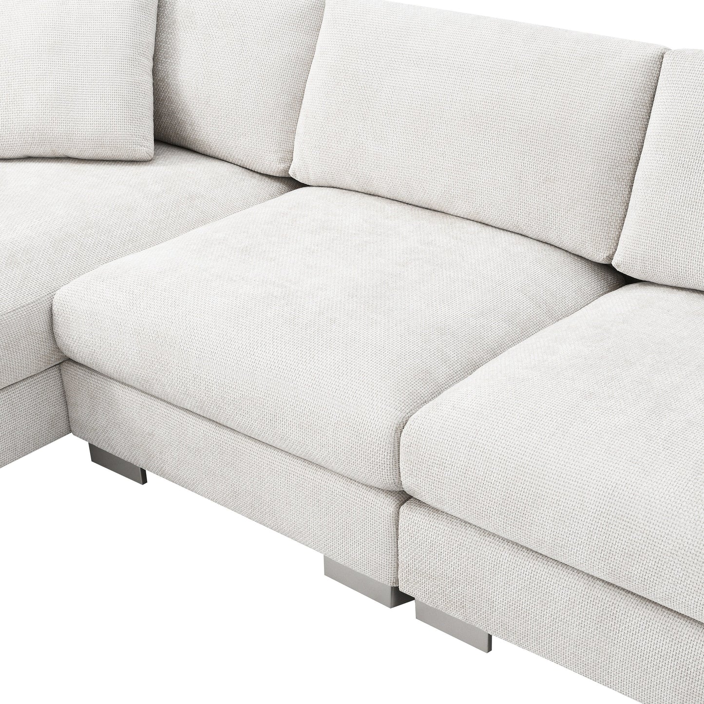 Divano componibile Cloud, set di divani di lusso a L con 2 cuscini gratuiti, mobili da interno in ciniglia a 4 posti con chaise longue oversize