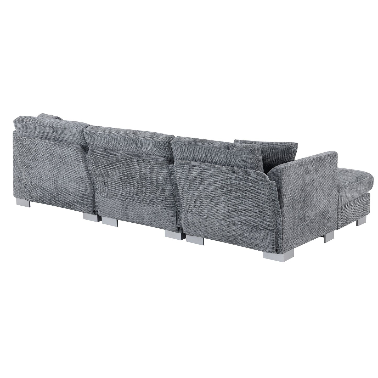 Divano componibile Cloud, set di divani di lusso a L con 2 cuscini gratuiti, mobili da interno in ciniglia a 4 posti con chaise longue oversize