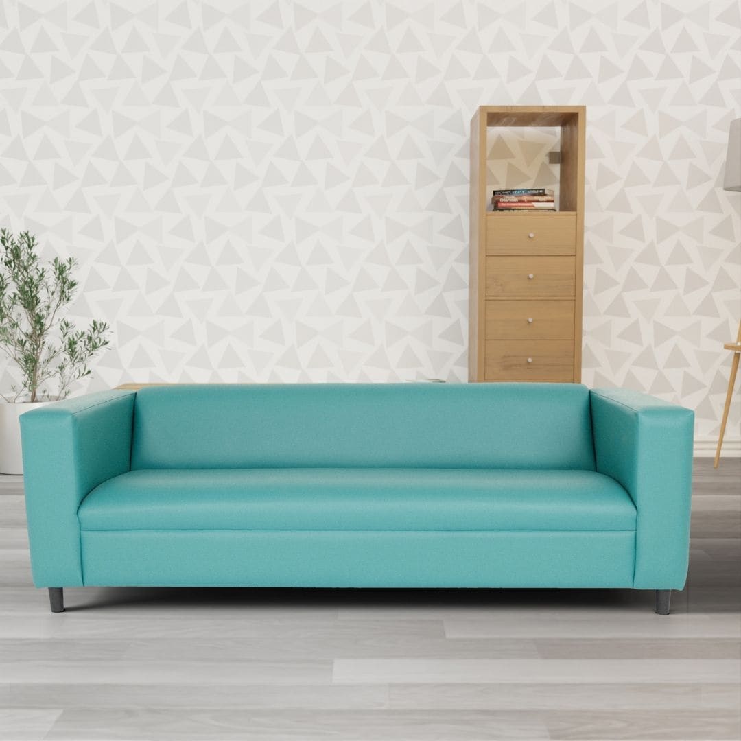Coast to Coast Sofas Divano a 3 posti Mid Century Modern in similpelle con struttura in legno massello e imbottitura