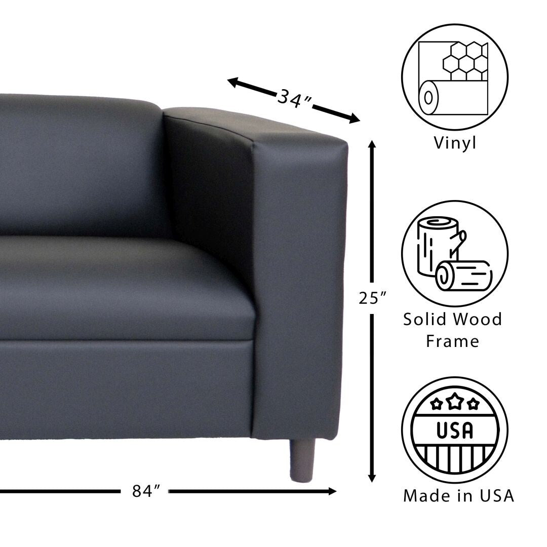 Coast to Coast Sofas Divano a 3 posti Mid Century Modern in similpelle con struttura in legno massello e imbottitura