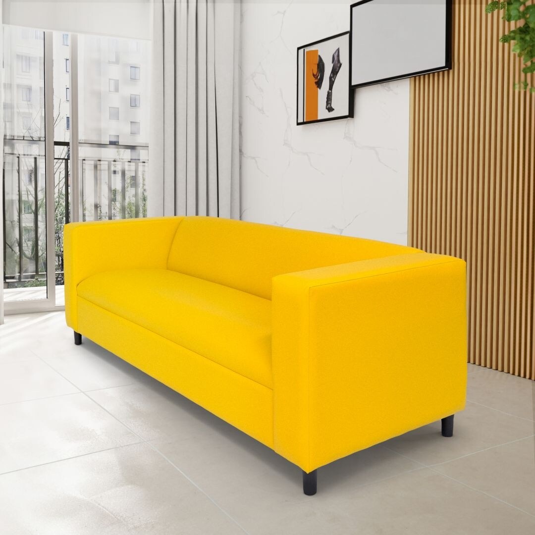 Coast to Coast Sofas Divano a 3 posti Mid Century Modern in similpelle con struttura in legno massello e imbottitura