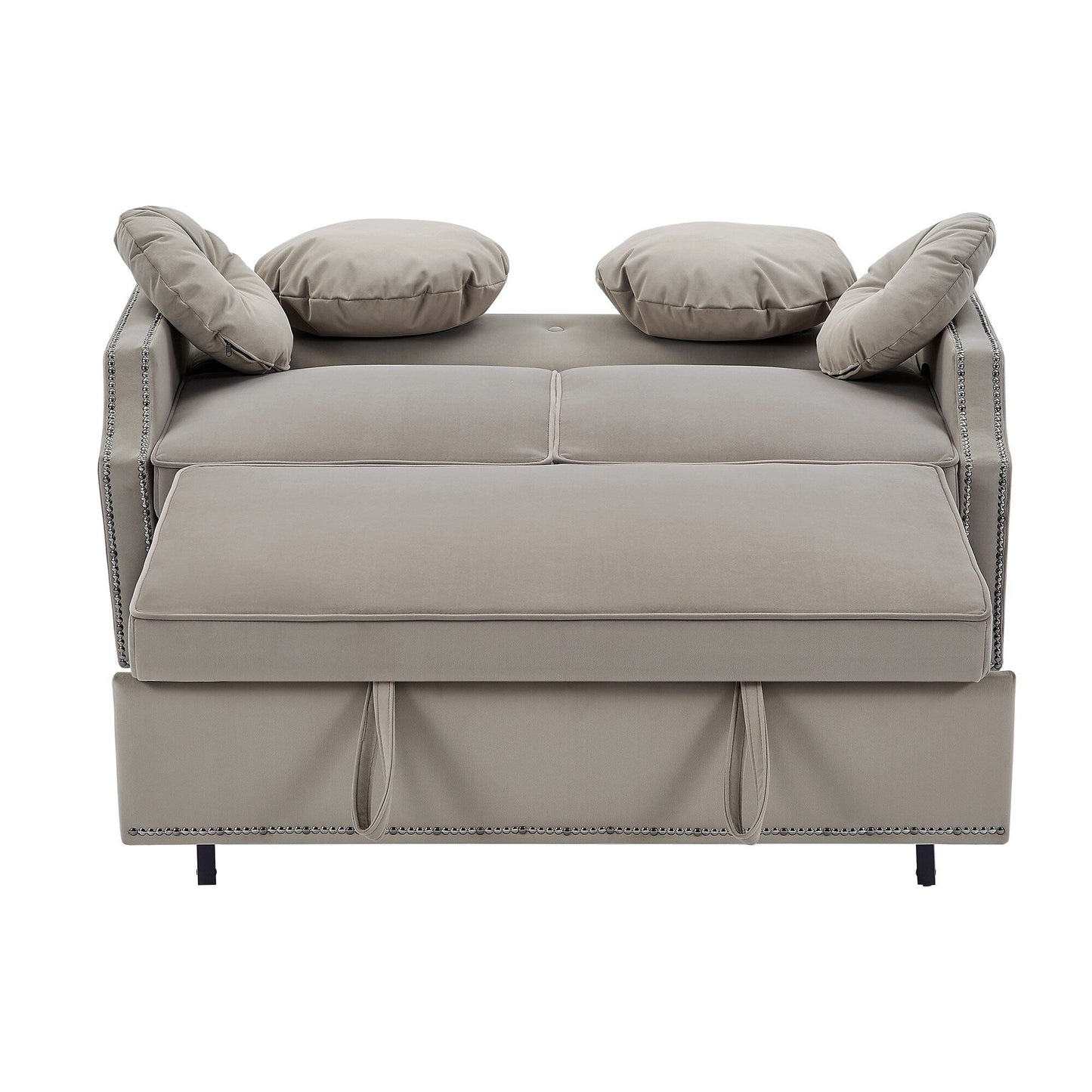 Divano letto regolabile in poliestere Coffee 54.7 con due porte USB e quattro cuscini lombari floreali