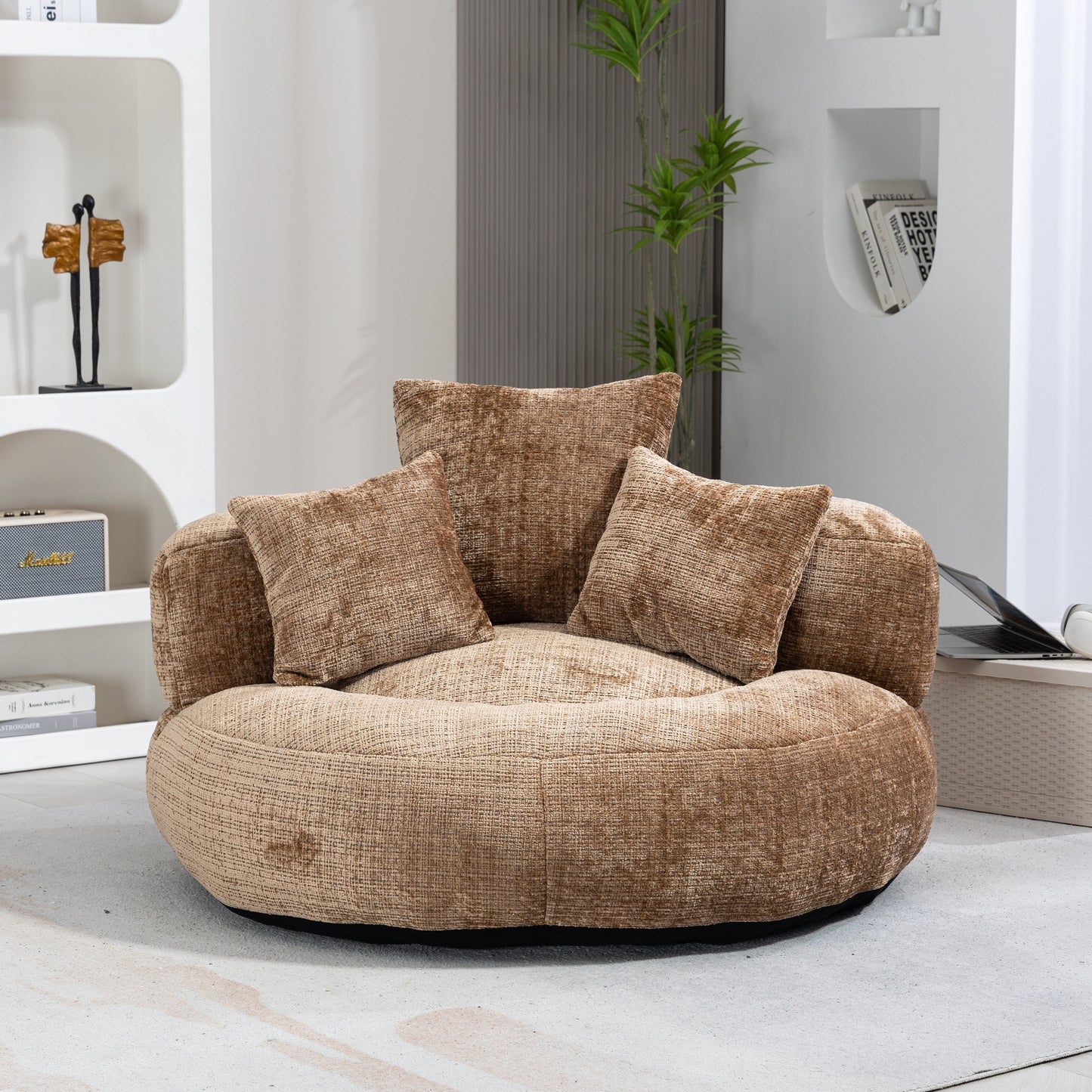 Divano singolo oversize in ciniglia da 42,52 pollici con tre cuscini per camera da letto