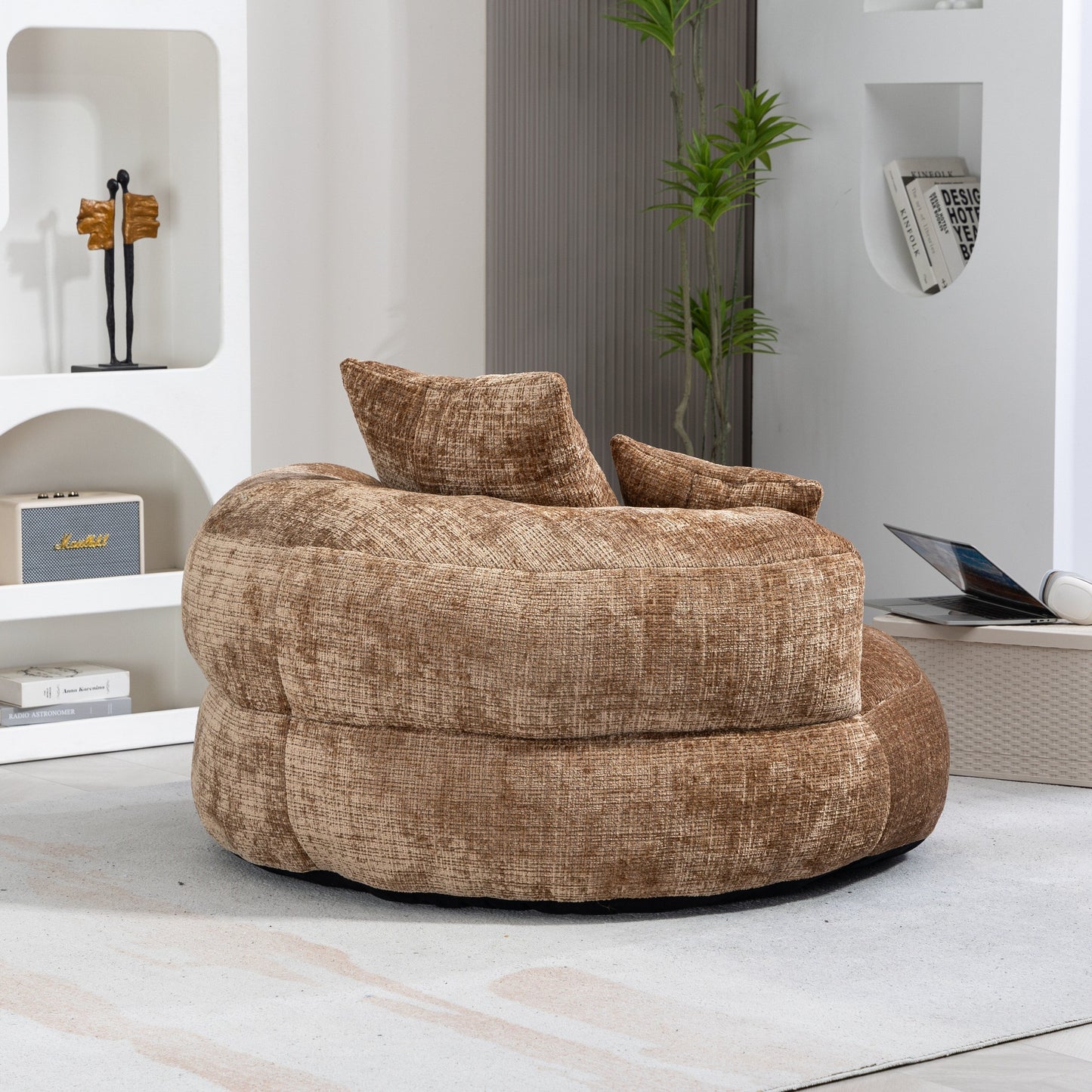 Divano singolo oversize in ciniglia da 42,52 pollici con tre cuscini per camera da letto