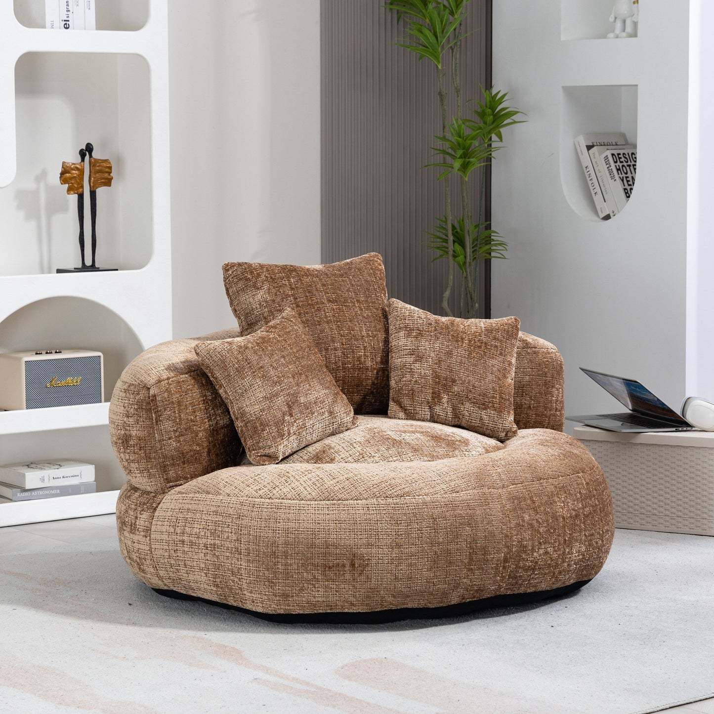 Divano singolo oversize in ciniglia da 42,52 pollici con tre cuscini per camera da letto