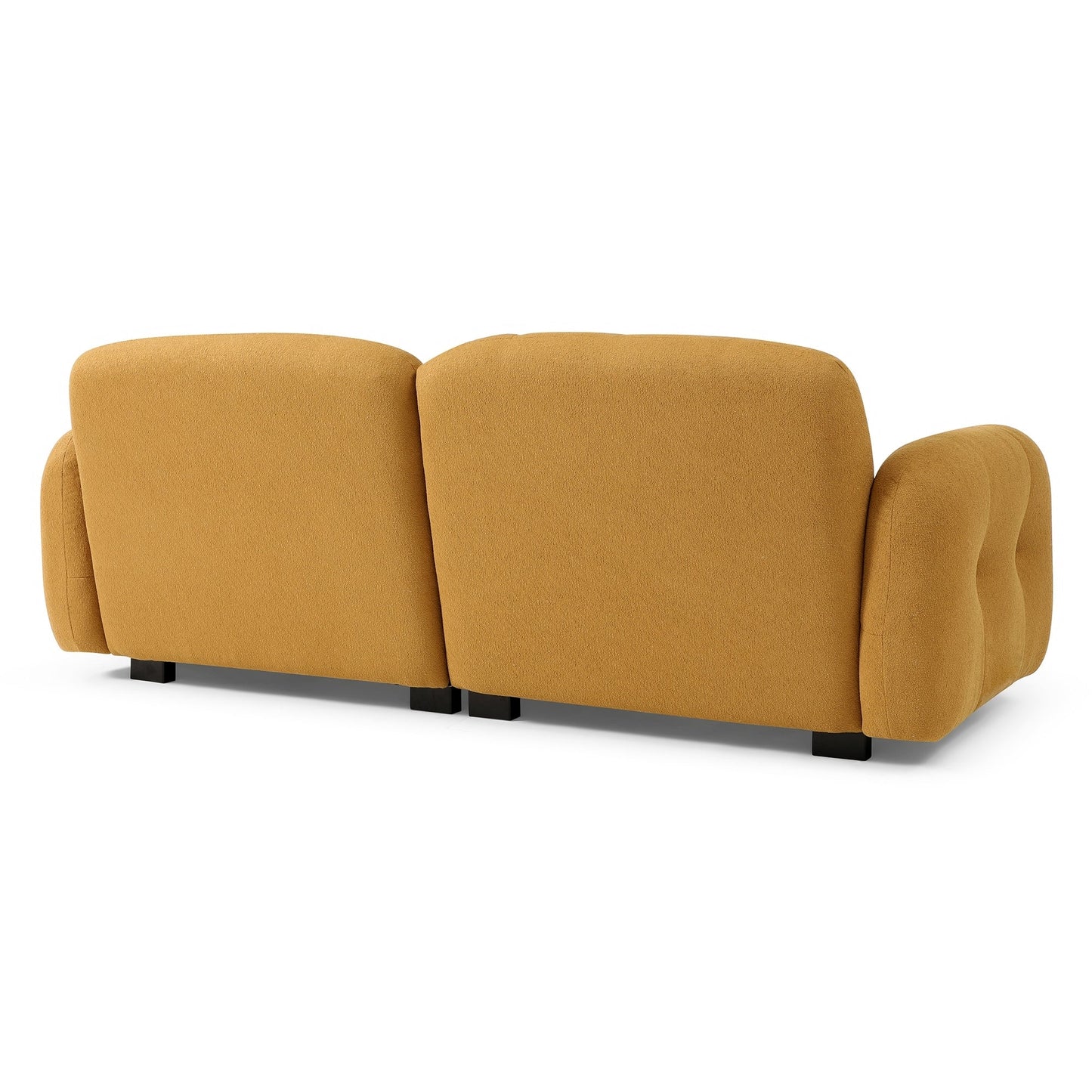Divano Cognac Modern 81.48 Teddy a 3 posti con seduta profonda, gambe in legno e rivestimento per soggiorno