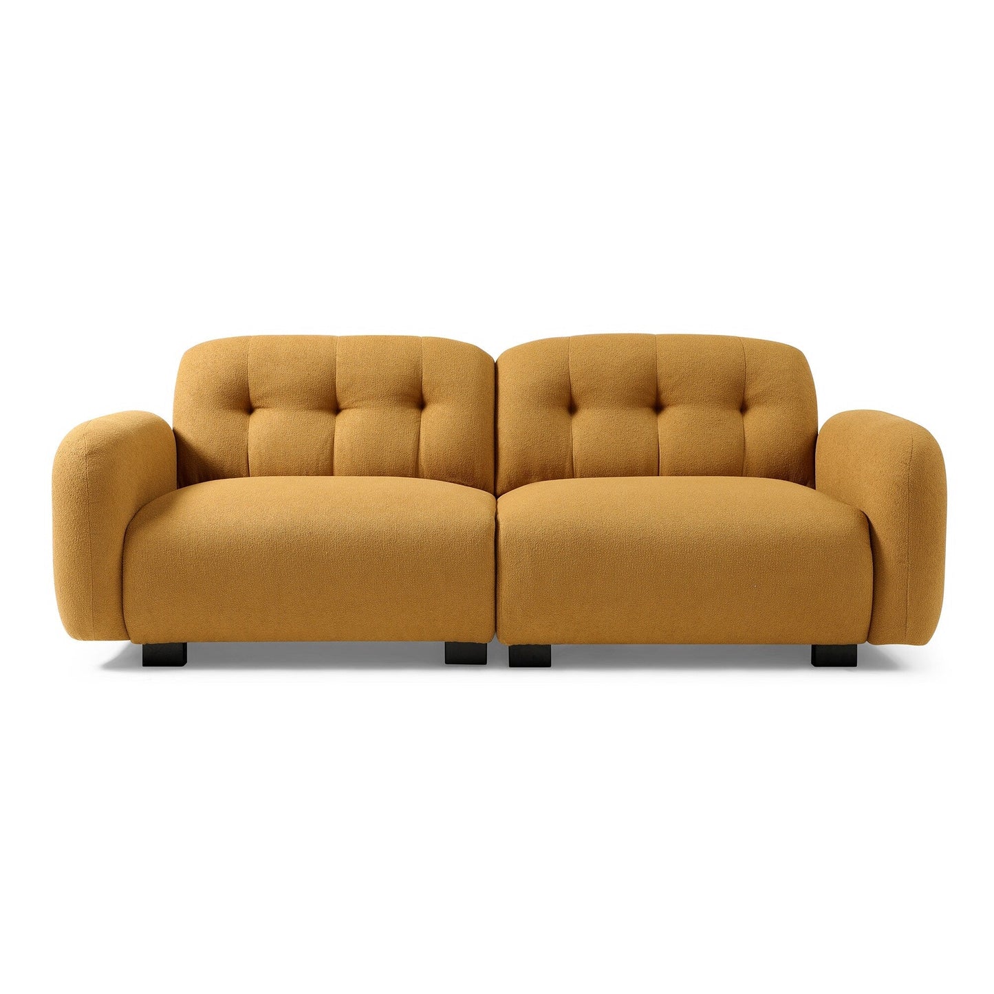 Divano Teddy a 3 posti Cognac con gambe in legno