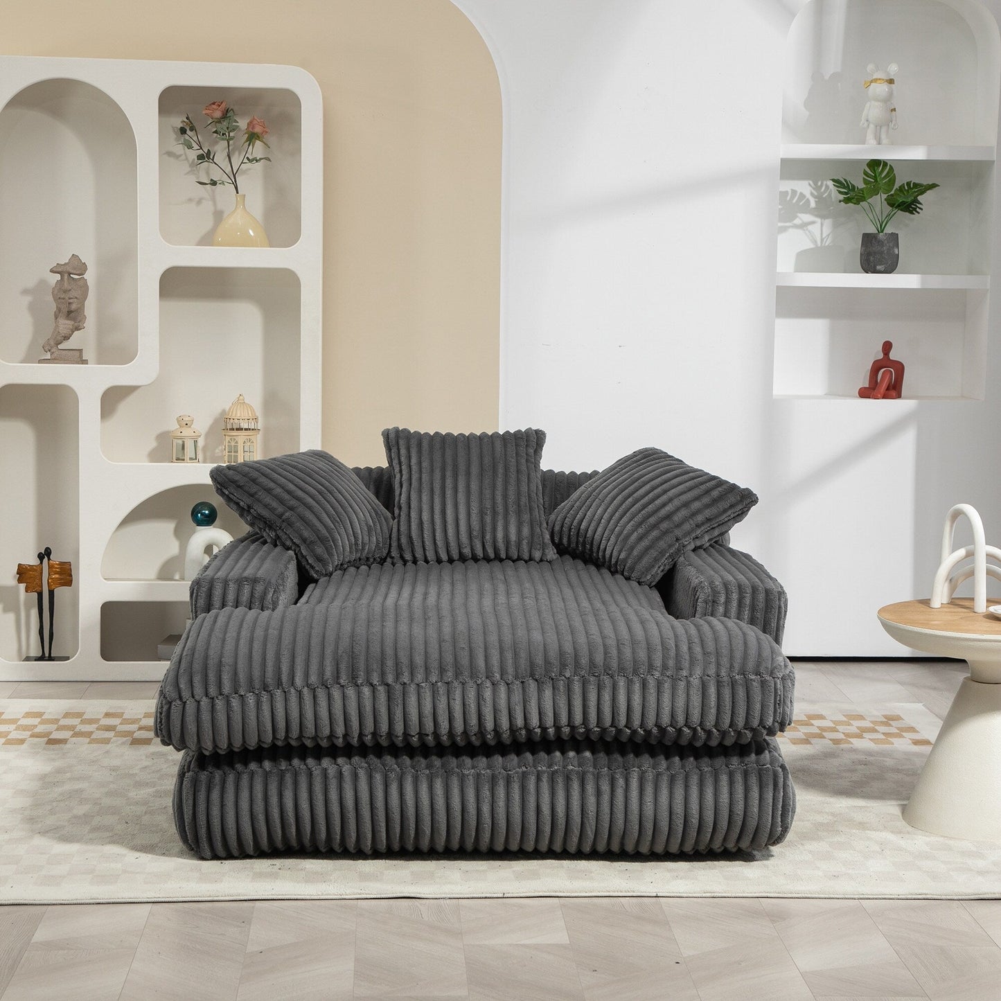 Divano letto in velluto a coste con imbottitura in spugna altamente elastica, divano senza installazione per soggiorno