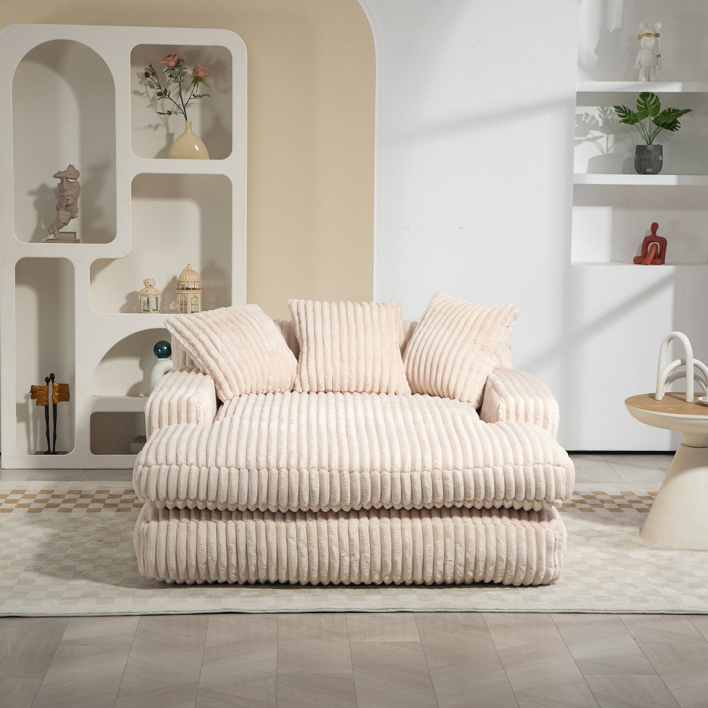 Divano letto in velluto a coste con imbottitura in spugna altamente elastica, divano senza installazione per soggiorno