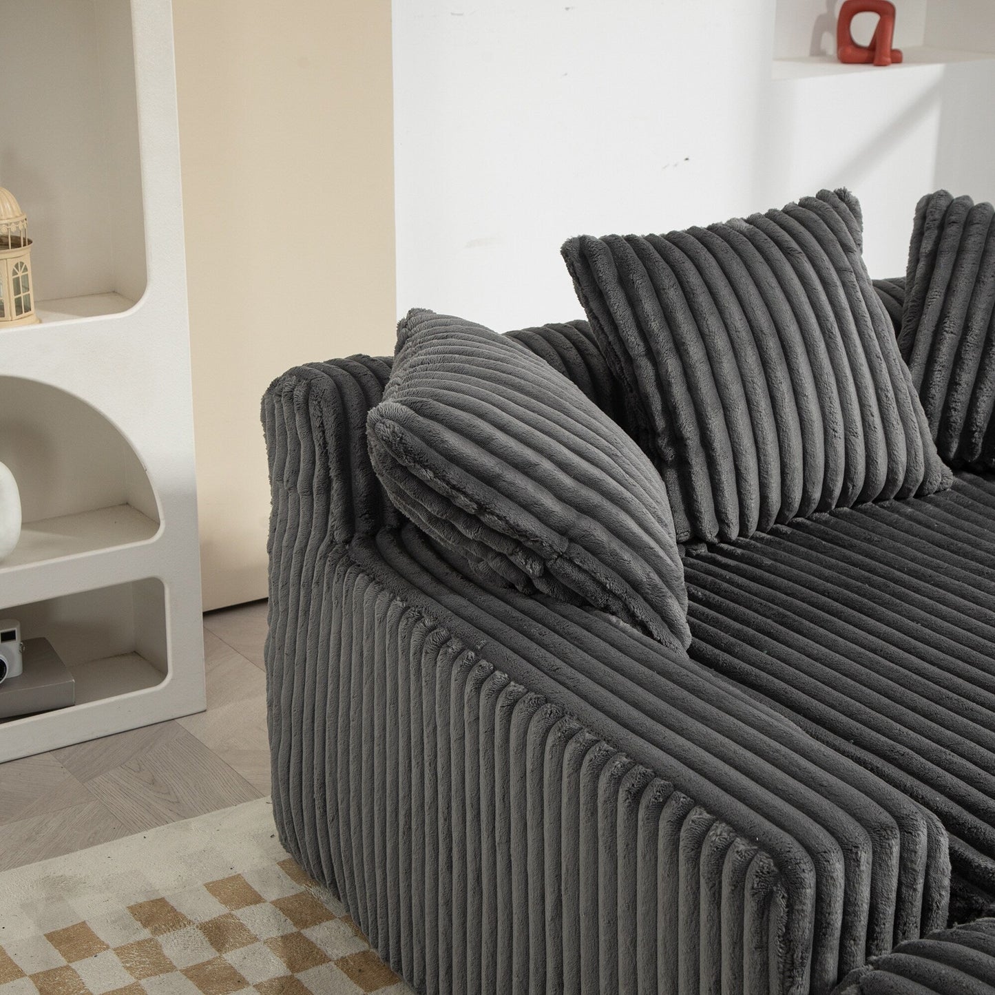 Divano letto in velluto a coste con imbottitura in spugna altamente elastica, divano senza installazione per soggiorno