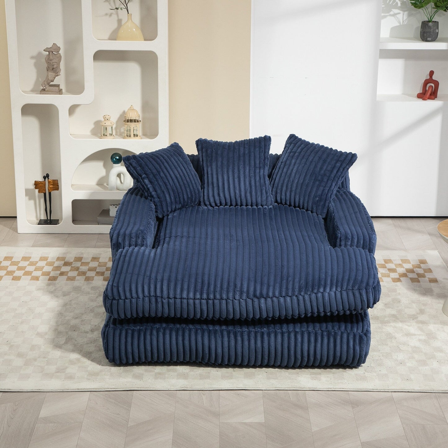 Divano letto in velluto a coste con imbottitura in spugna altamente elastica, divano senza installazione per soggiorno