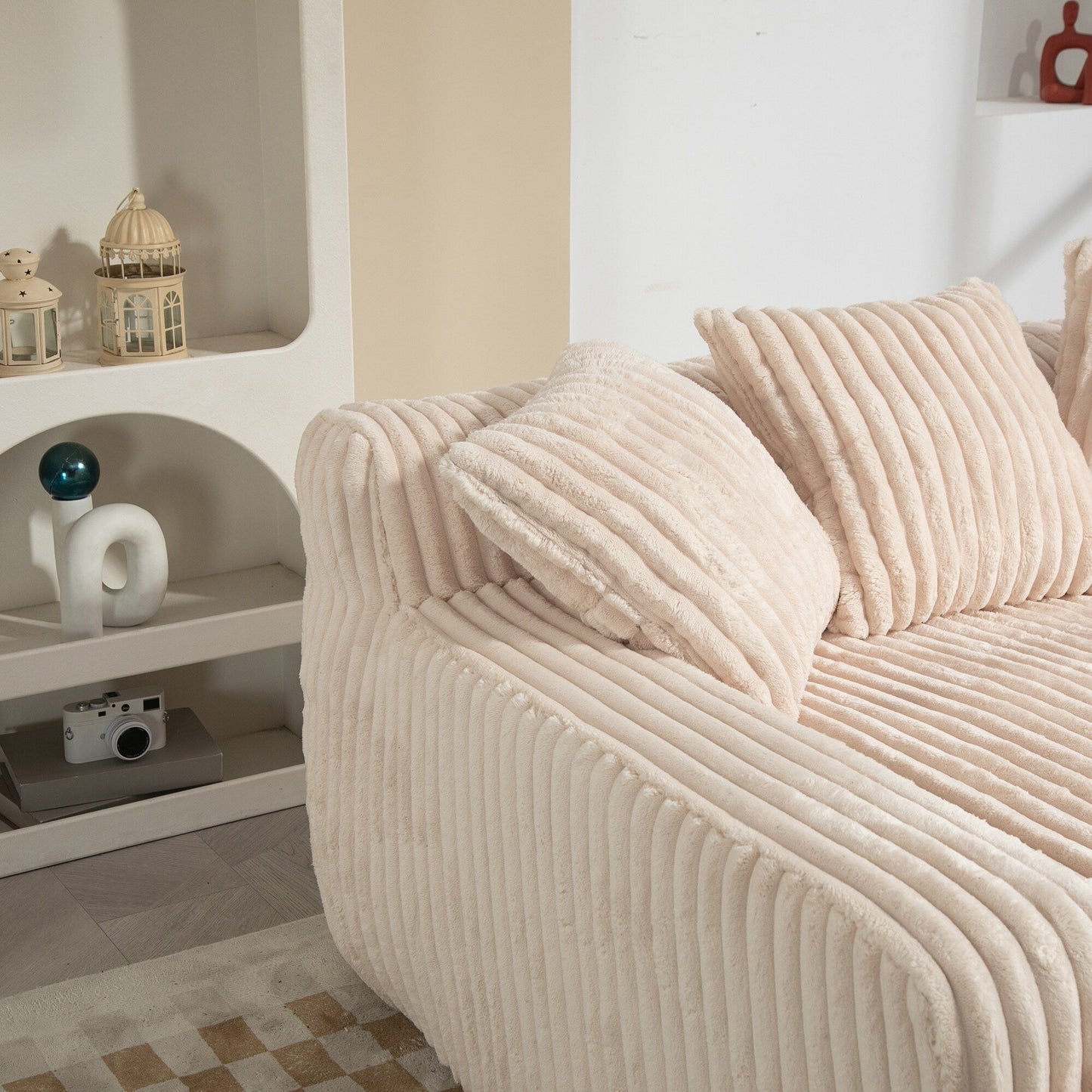 Divano letto in velluto a coste con imbottitura in spugna altamente elastica, divano senza installazione per soggiorno