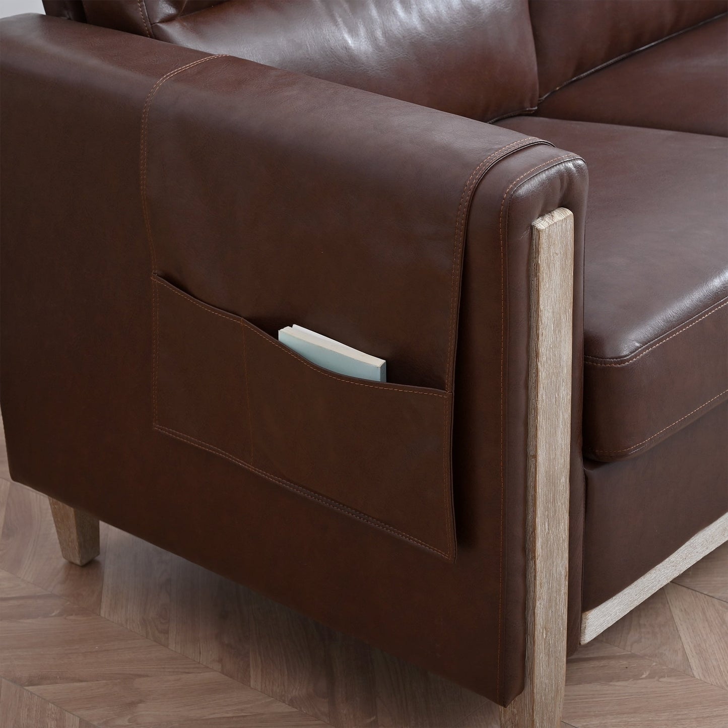 Comodo divano a tre posti imbottito in legno massello - 31,30 x 79,53 x 35,43