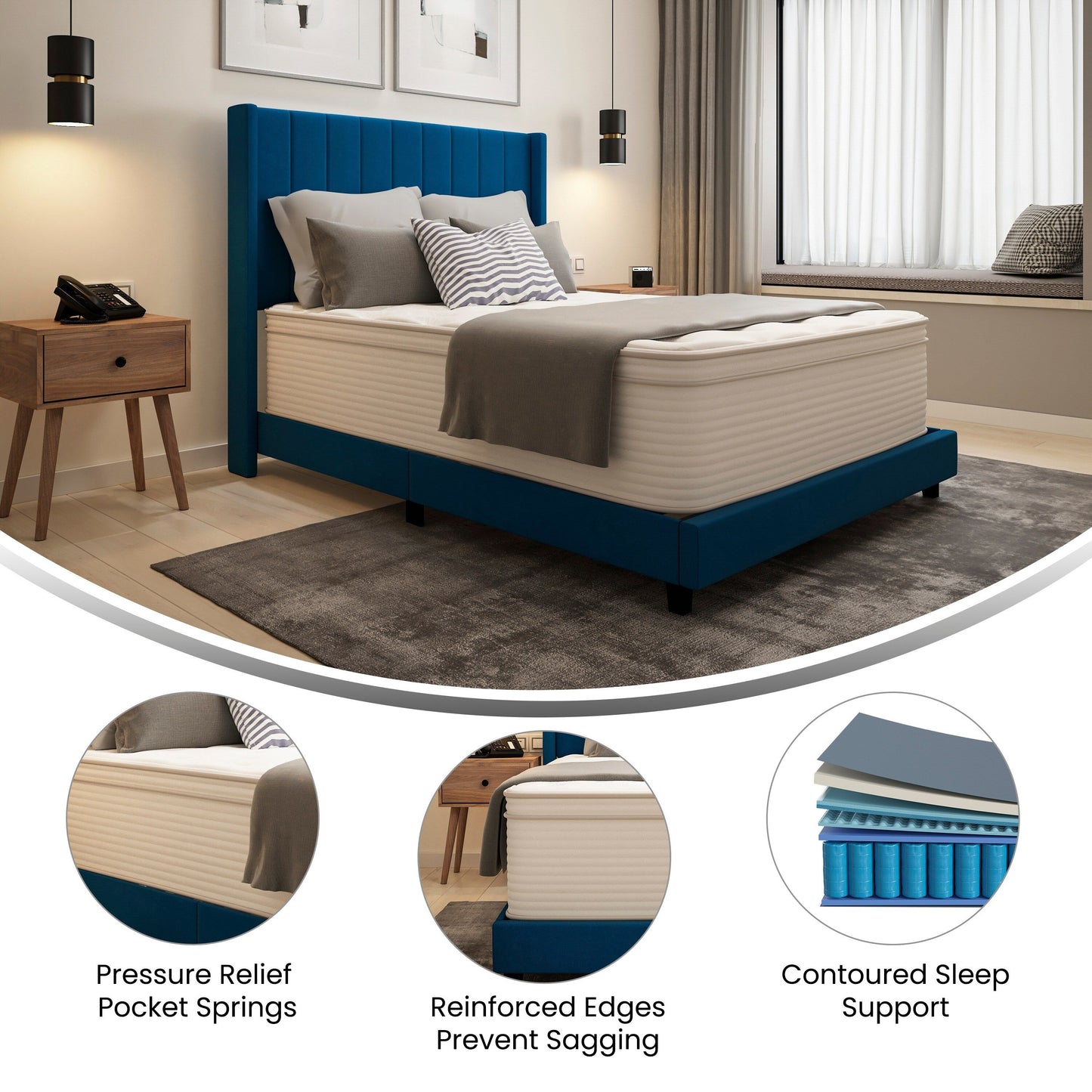 Materasso ibrido commerciale in memory foam e molle insacchettate in una scatola