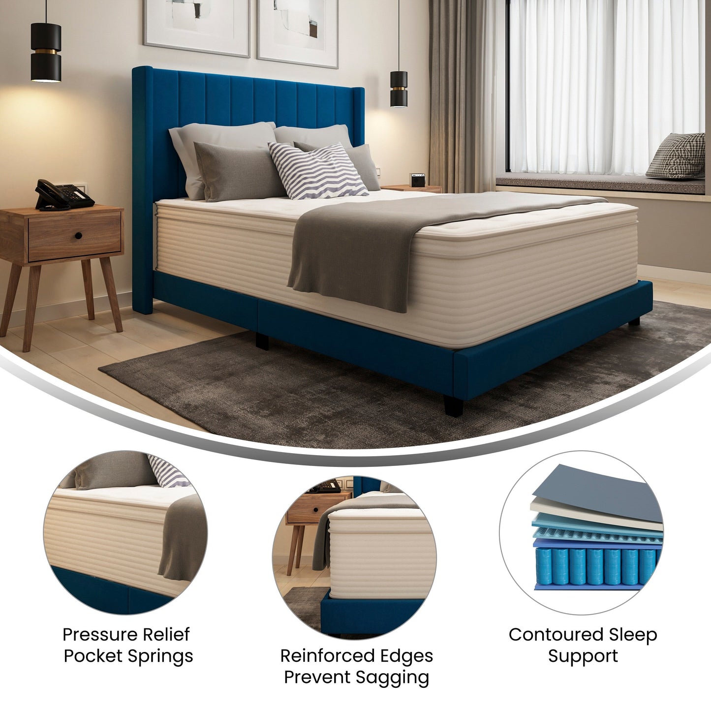 Materasso ibrido commerciale in memory foam e molle insacchettate in una scatola