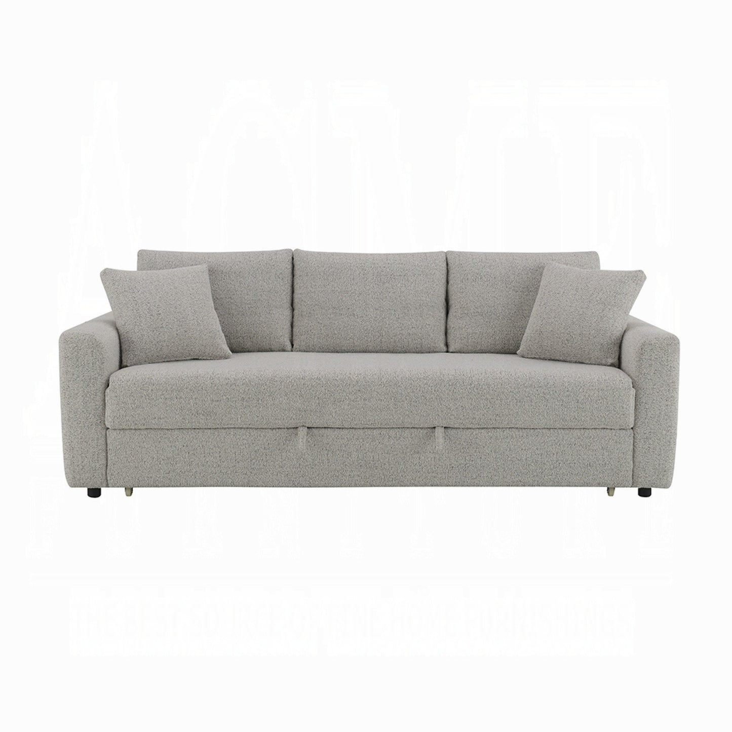 Divano letto Conan, letto pieghevole completo, 2 cuscini, grigio bouclé, 89 pollici