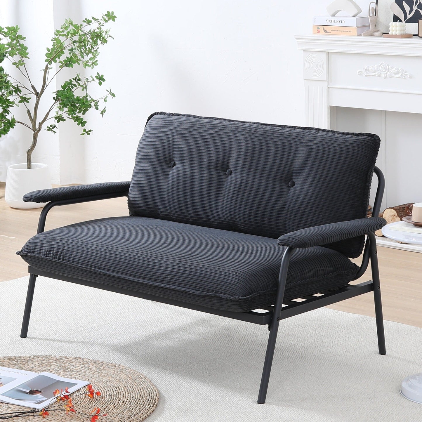 Divano moderno a 2 posti da 53 pollici, design compatto, struttura in metallo, misto poliestere, per appartamenti