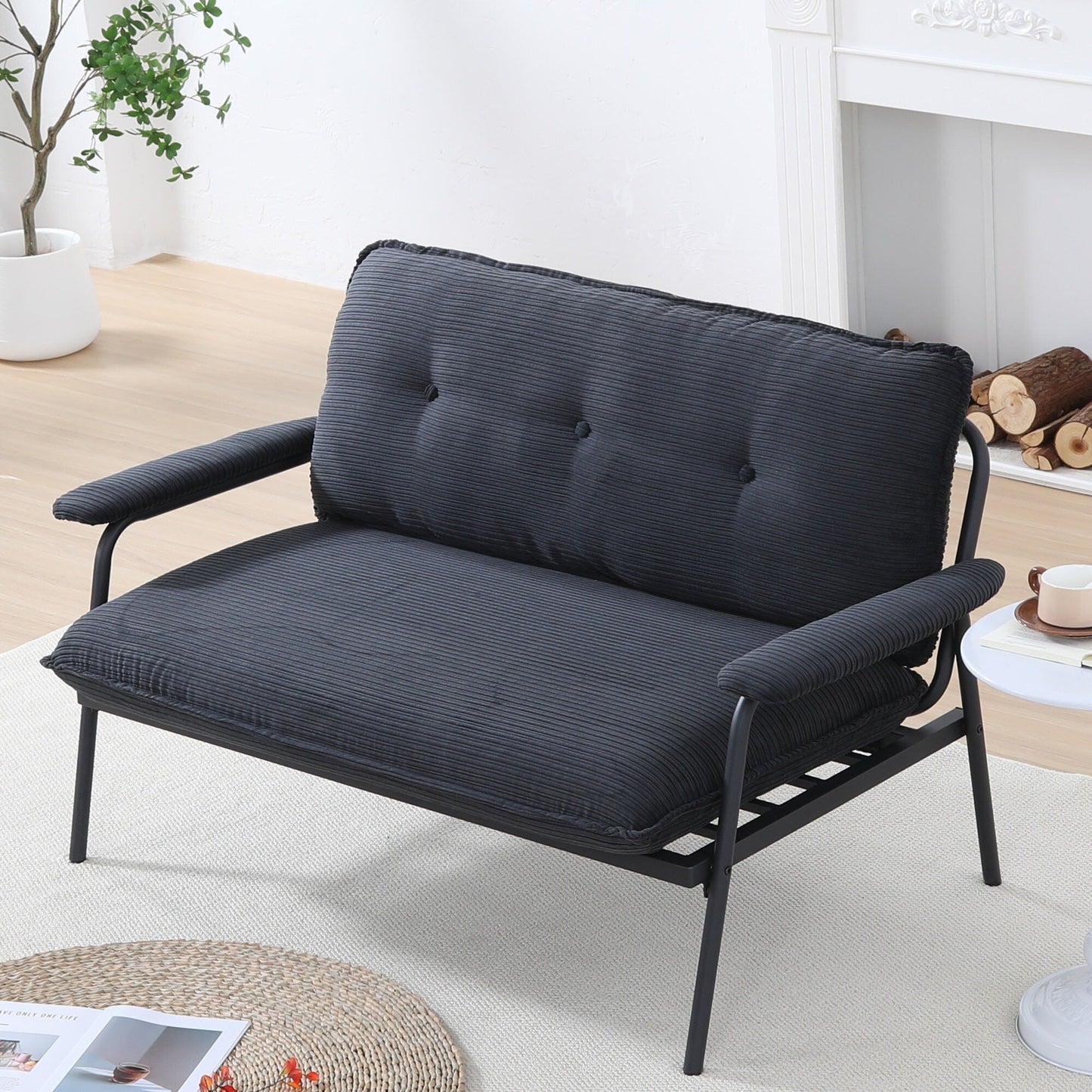 Divano moderno a 2 posti da 53 pollici, design compatto, struttura in metallo, misto poliestere, per appartamenti