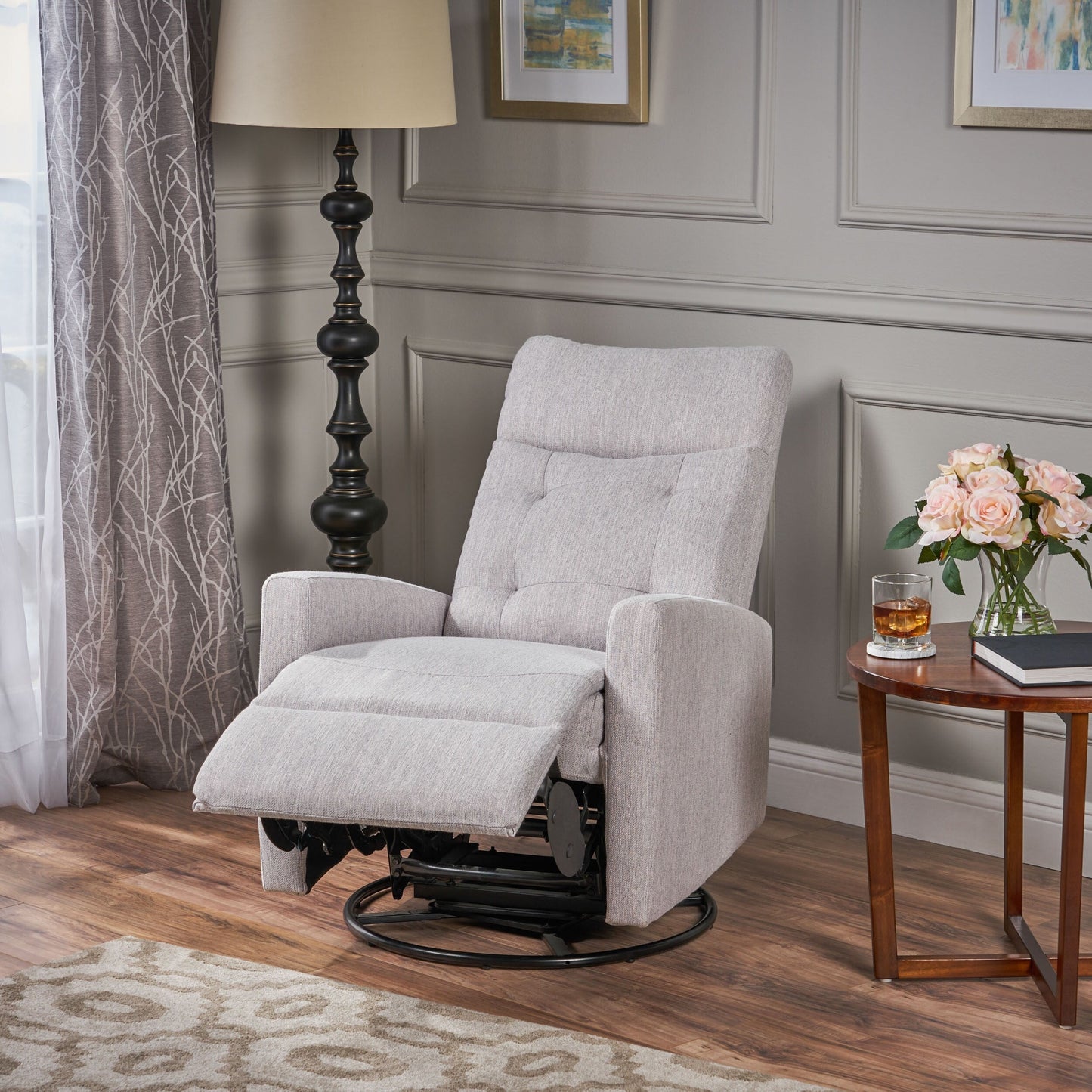 Poltrona reclinabile girevole con schienale push-back contemporanea