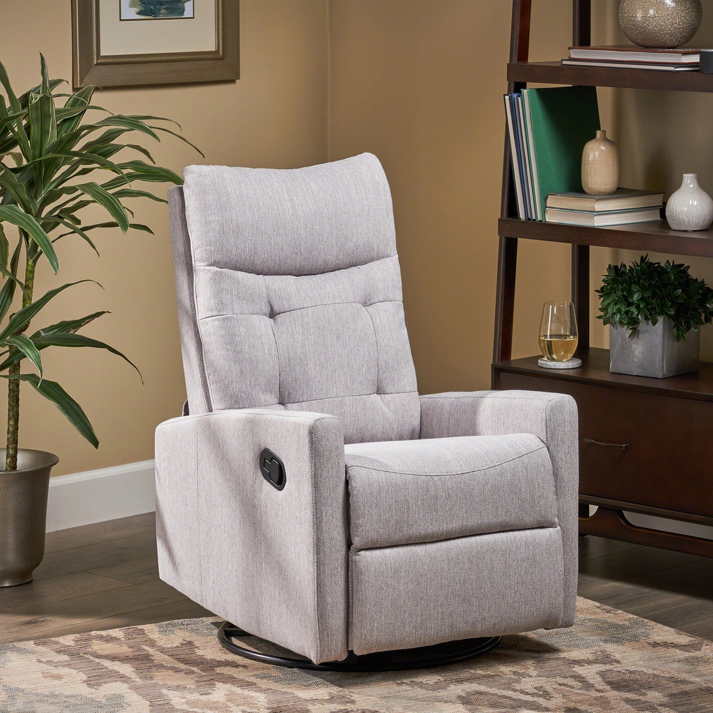 Poltrona reclinabile girevole con schienale push-back contemporanea