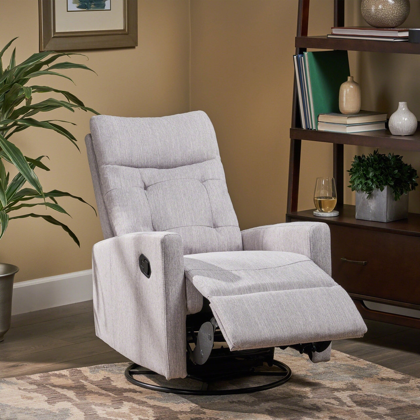 Poltrona reclinabile girevole con schienale push-back contemporanea
