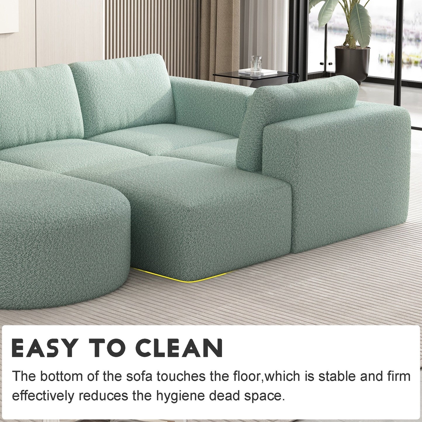 Divano componibile modulare a forma di U convertibile 104,32*70,86 con chaise longue, pouf e spugna compressa per soggiorno