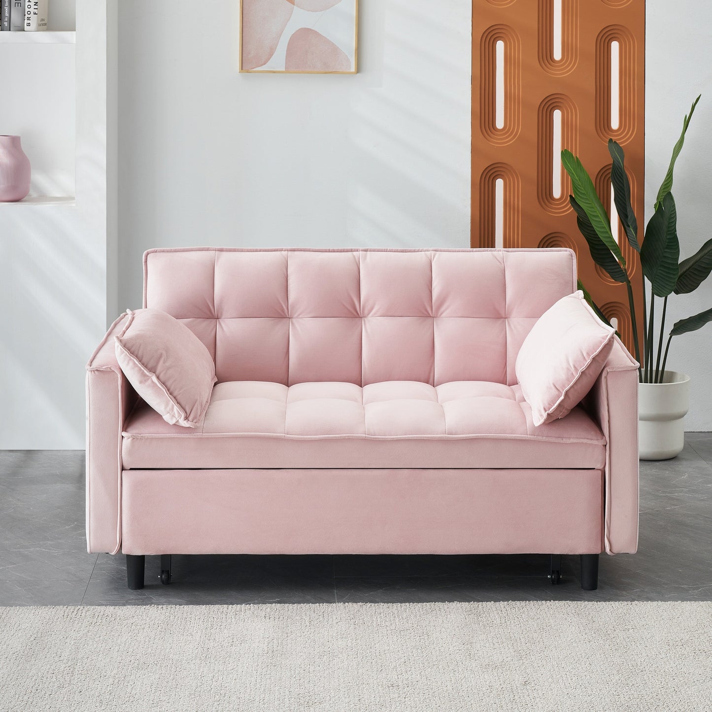 Divano letto trasformabile 3 in 1 in velluto - Elegante divano da 55 posti a sedere per soggiorno o camera da letto