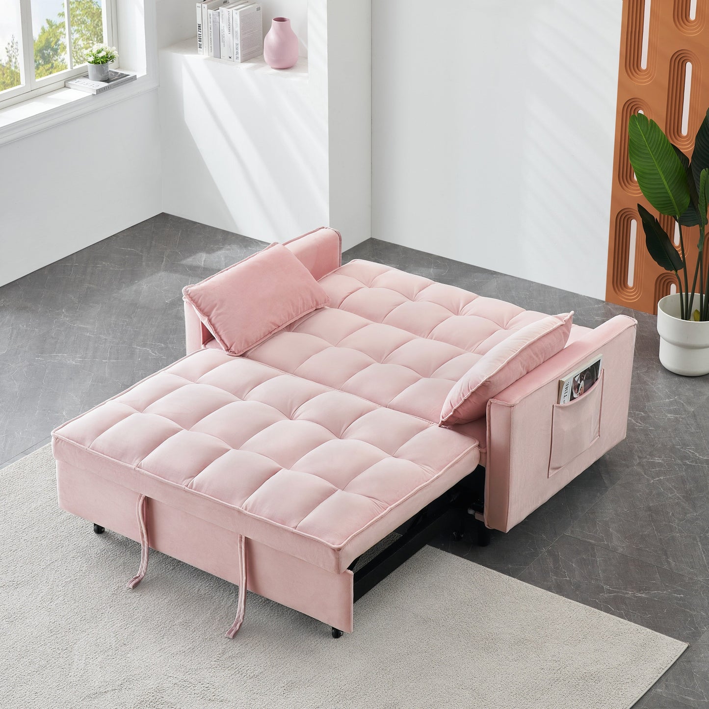 Divano letto trasformabile 3 in 1 in velluto - Elegante divano da 55 posti a sedere per soggiorno o camera da letto
