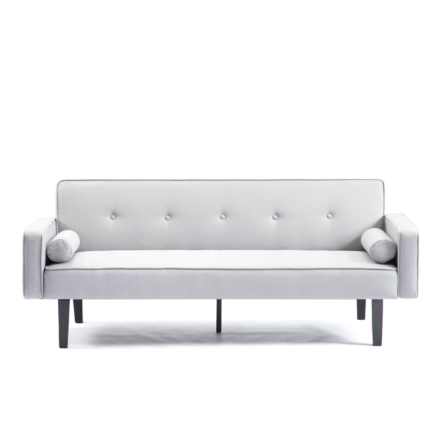 Divano letto futon trasformabile a 3 posti con gambe in legno