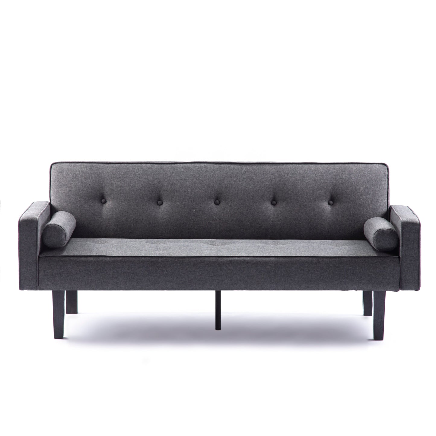 Divano letto futon trasformabile a 3 posti con gambe in legno