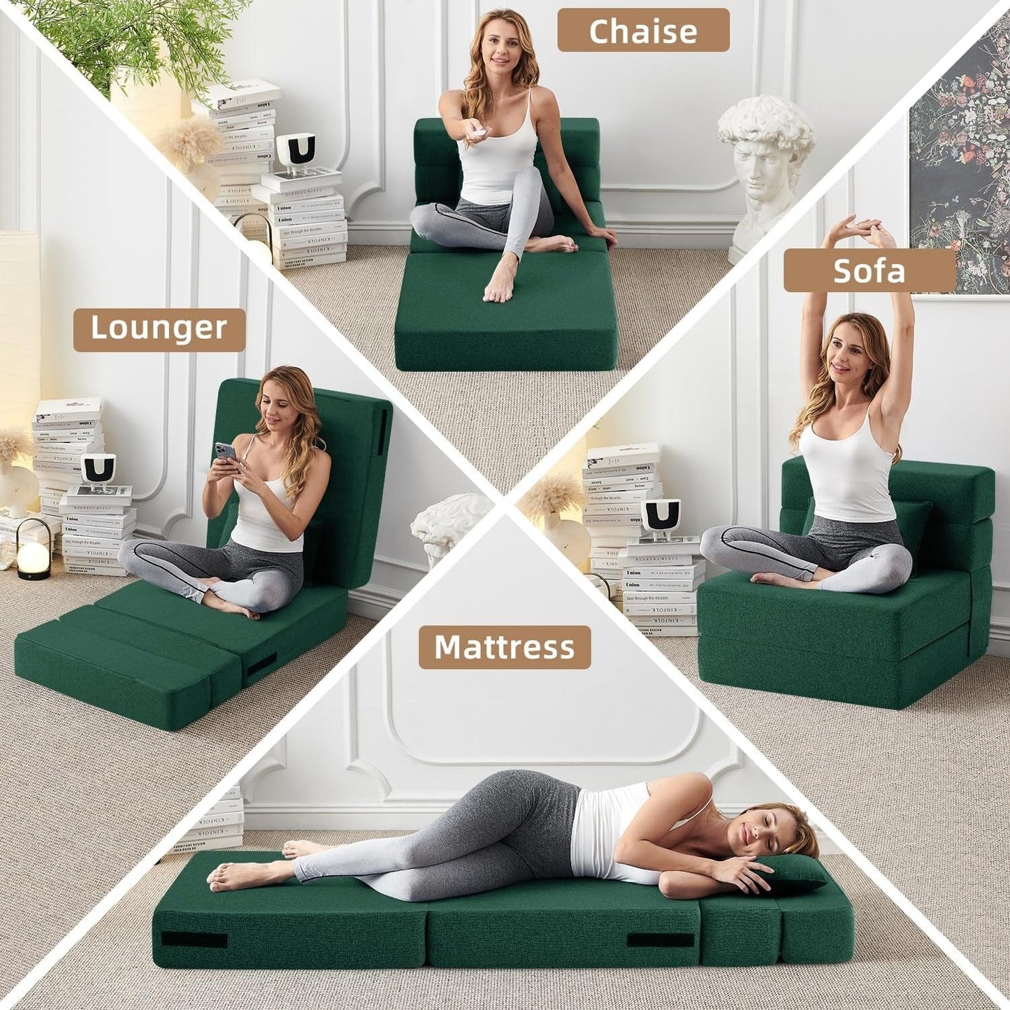 Divano letto pieghevole trasformabile - Poltrona letto moderna in lino con cuscino e materasso pieghevole per soggiorno/camera da letto/ospiti