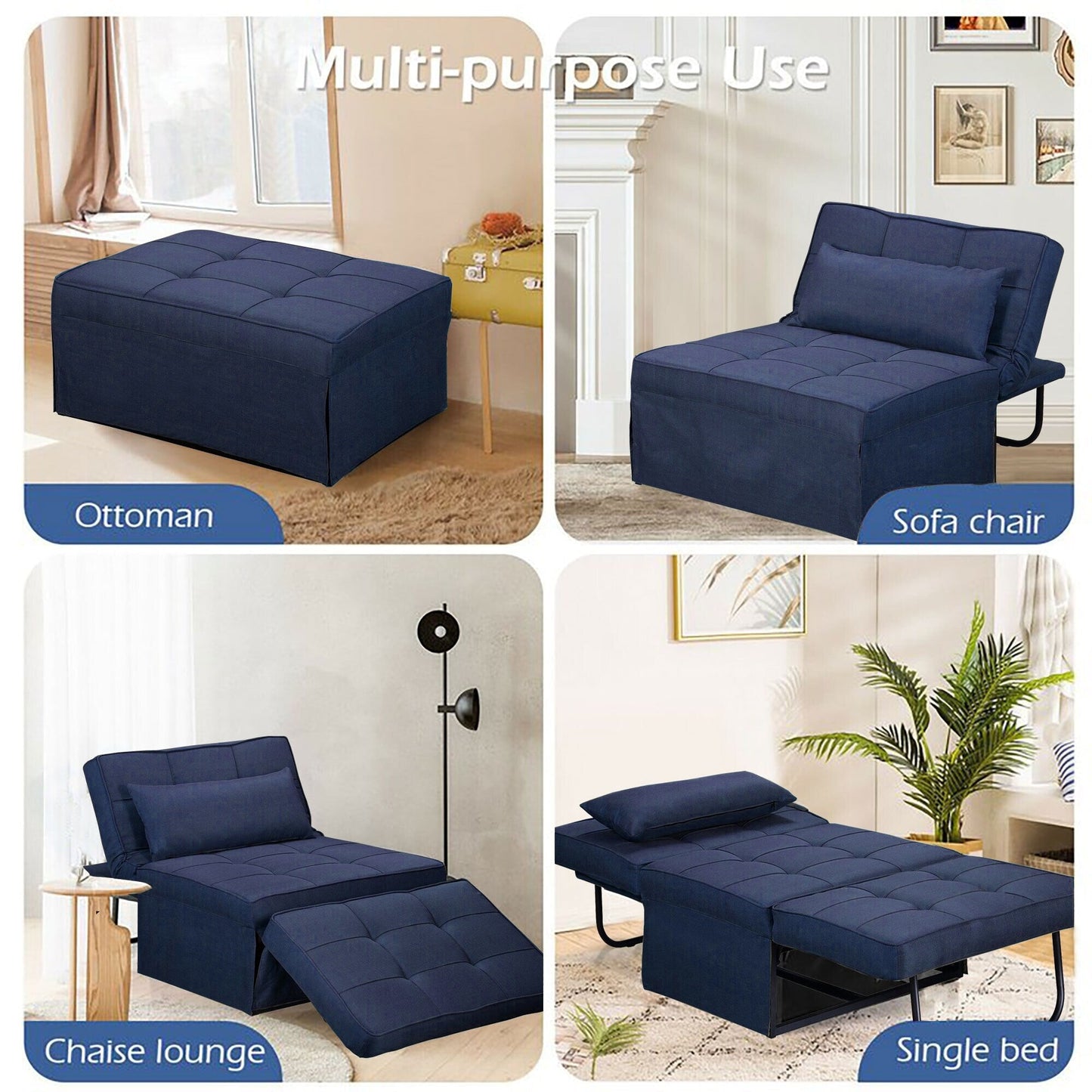 Divano letto trasformabile, poltrona, pouf pieghevole, poltrone reclinabili per soggiorno