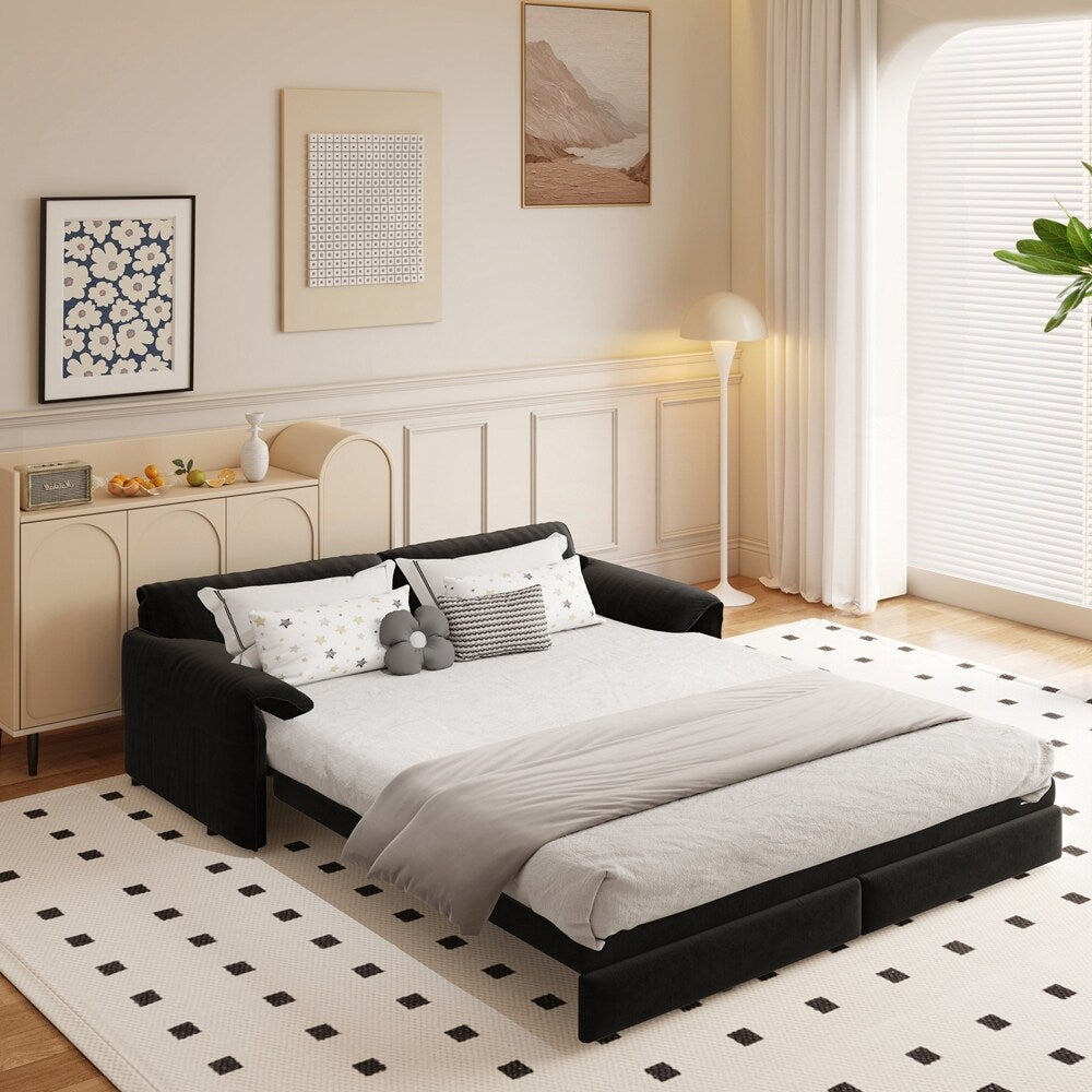 Divano letto trasformabile in divano letto multifunzionale in velluto