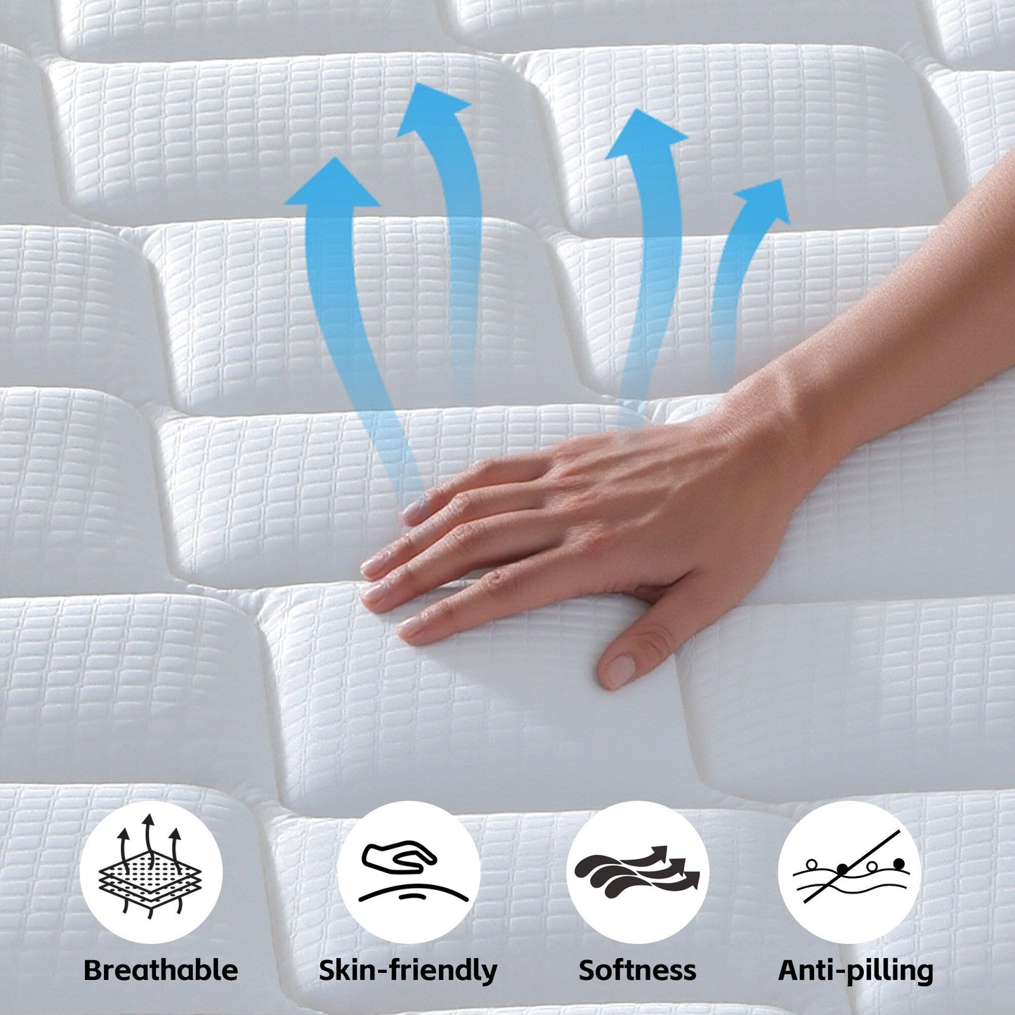 Materasso ibrido a molle insacchettate in memory foam gel 10/12 Plush Cool in una scatola con memory foam certificato Certipur-US
