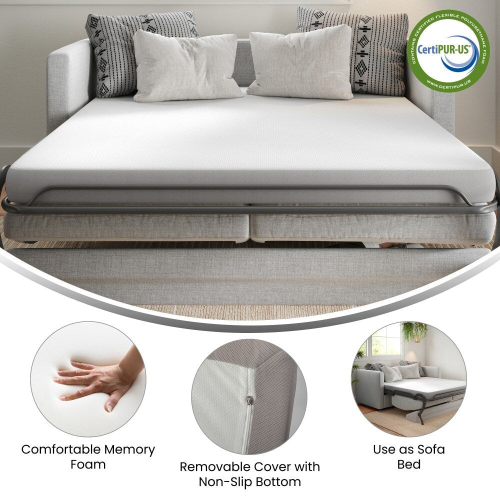 Materasso in memory foam rinfrescante in una scatola per divano letto o dormitorio