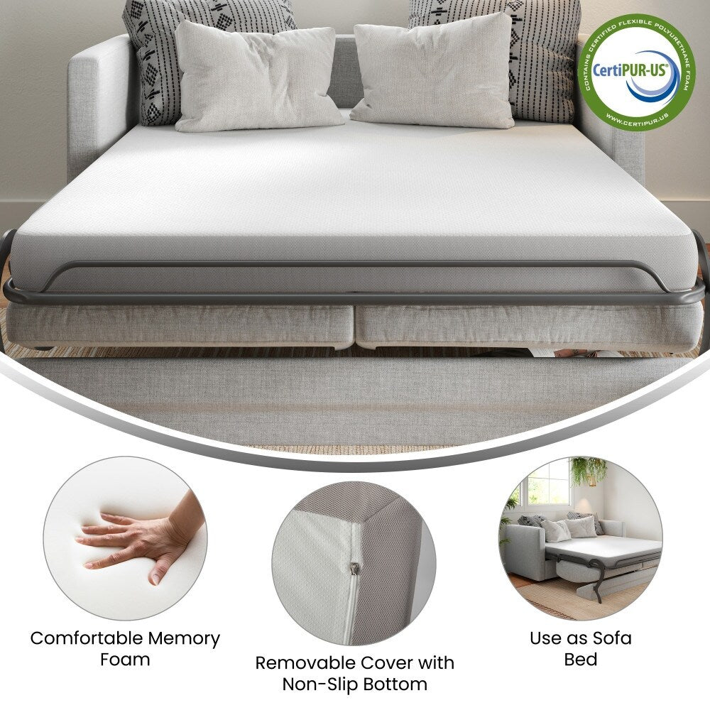 Materasso in memory foam rinfrescante in una scatola per divano letto o dormitorio