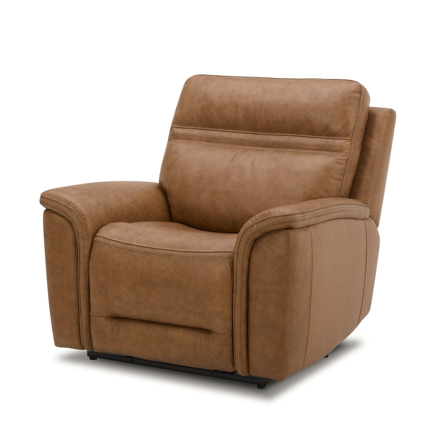Poltrona reclinabile elettrica in pelle Cooper - Cammello